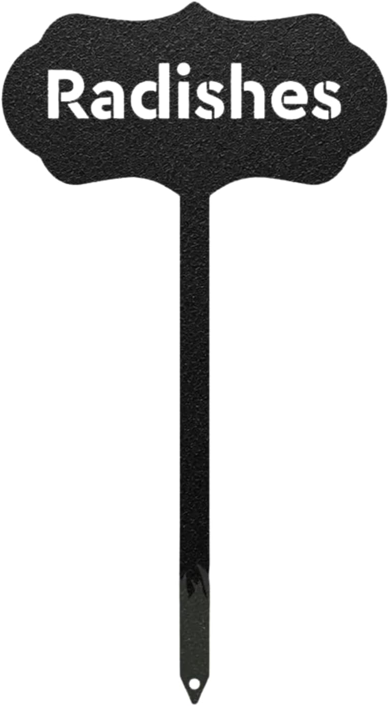 RealSteel Metal Seed & Plant Markers – Elegant Indoor & Outdoor Garden Stakes – Durable Herb, Vegetable & Fruit Plant Labels for Pots, Raised Beds & Greenhouse – Farmhouse Garden Gift - Radish