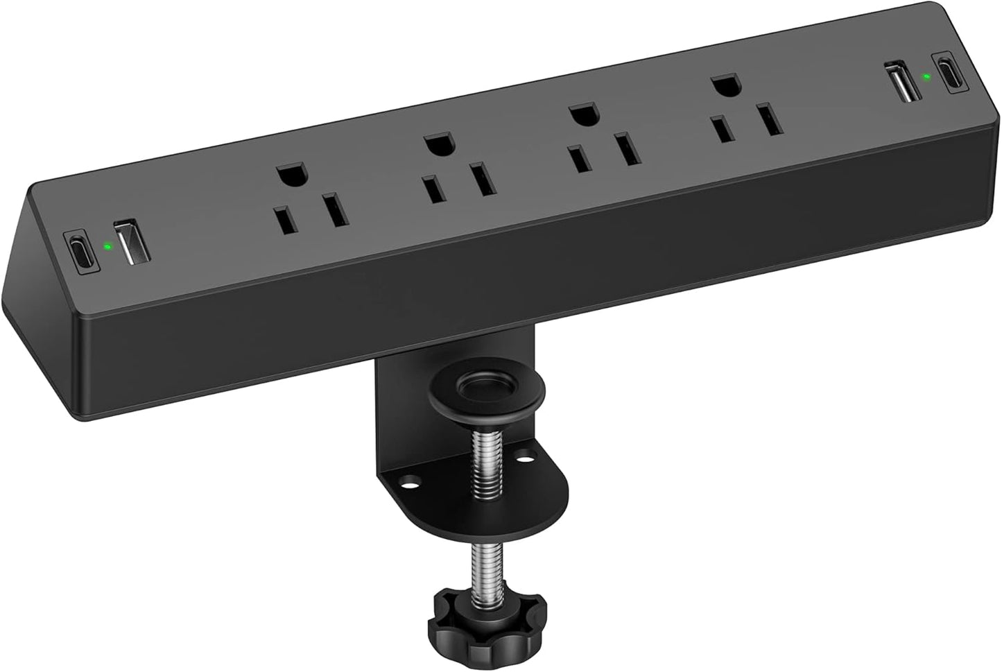 Desk Clamp Power Strip, Flat Plug Fast Charging Station, Desk Mount Surge Protector with PD 20W USB C Ports, Fit 1.7 inch Tabletop Edge Thick, Desktop Outlets for Home Office.
