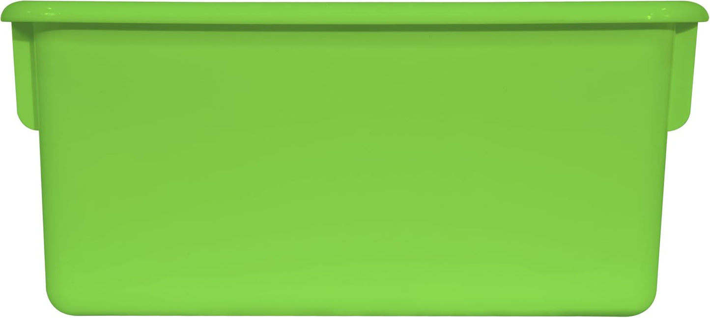 Wood Designs Cubby Storage Bin, Heavy Duty Plastic Containers for Kids Lime Green Cubby Tray Set of 10