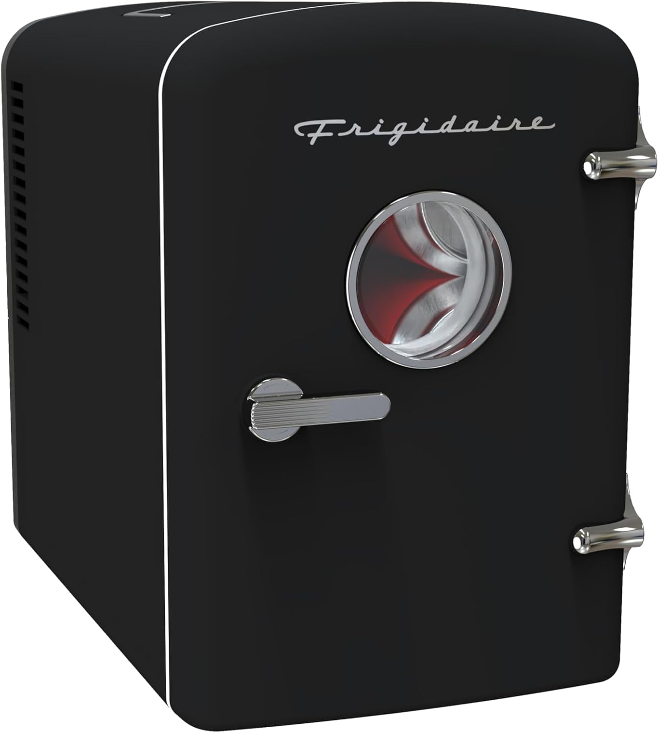Frigidaire Retro 9-Can Mini Personal Fridge Portable Cooler, 11.8" D x 7.1" W x 10.1" H, Black