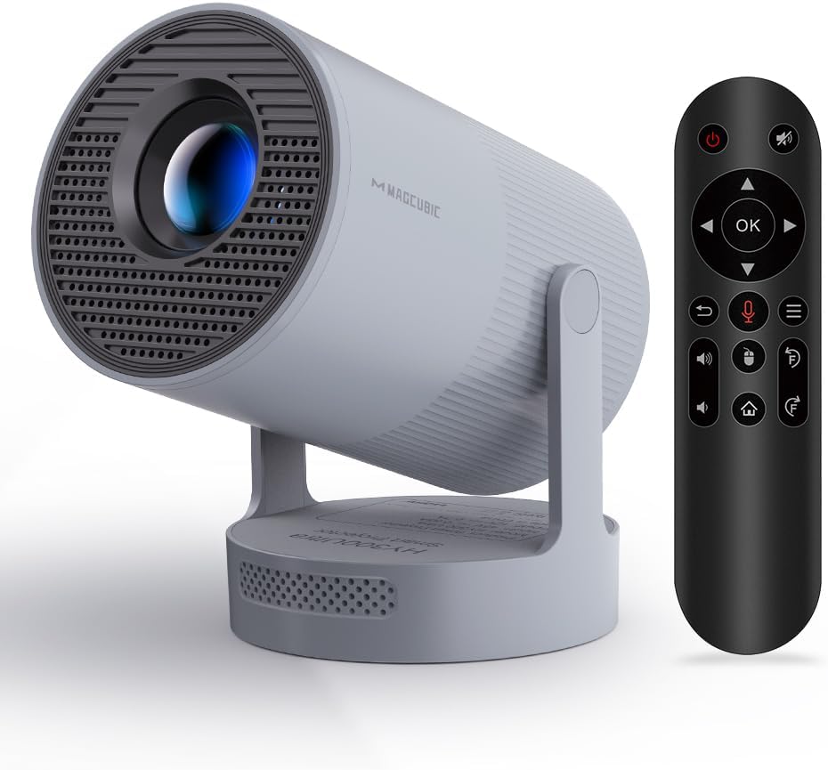 Magcubic Mini Projector with WiFi 6 and Bluetooth 5.4, Portable Projector 4K Support, 5W Soundbase Speaker, Auto Vertical Keystone 180°Rotatable Smart Proyector for Movie Home Outdoor