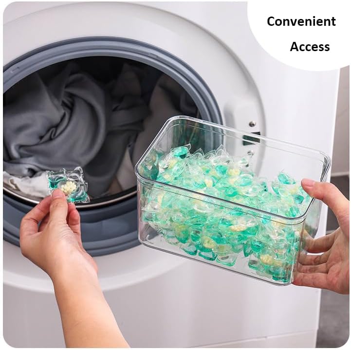 4 Pack Large Laundry Pods Container Laundry Room Organization Containers Storage Dryer Sheet Holder with Lids and Labels for Laundry Pods Laund