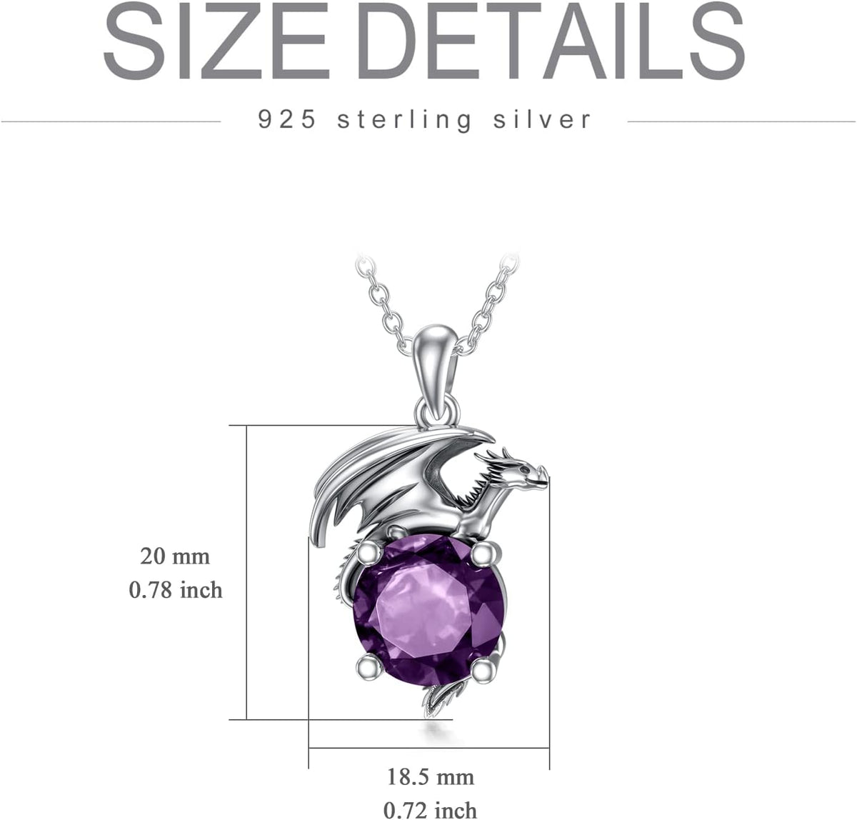 Dragon Necklace for Women/Men Sterling Silver Necklace with Birthstone Gift for Women/Men