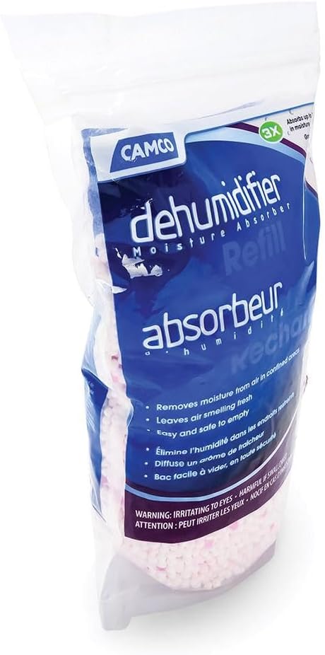 Camco 44284 Moisture Absorber Refill - Resealable Bag, Absorbs Up to 3X Its Weight in Water, Reduces Moisture and Humidity in Offices, Closets, Bathrooms, Kitchens, Boats, RVs and More - 42 oz