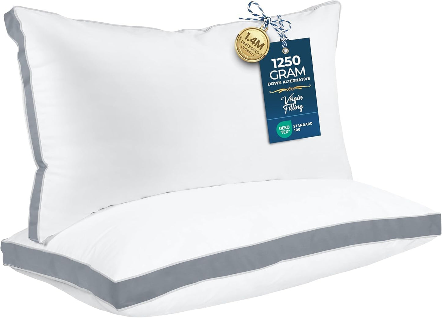 Utopia Bedding Down Alternative Bed Pillows for Sleeping Queen Size (White), Set of 2, Soft & Fluffy Pillow with Cooling, Hotel Quality, Gusseted Pillow for Back, Stomach or Side Sleepers