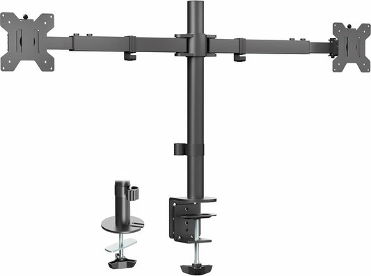 VIVO Premium Dual Ultra Wide LCD LED 27 to 38 inch Monitor Desk Mount, Heavy Duty, Adjustable Telescoping Arms, Flush Wall Setup, Fits 2 Screens, Black, STAND-TS38C