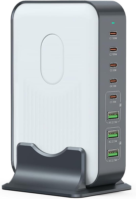 200W MAX USB C Fast Charger Block, 8 Ports Chagring Station Dual 100W PD PPS HUB for Multiple Devices, Laptop Adapter Compatible with MacBook Pro/Air iPad iPhone Pro Max