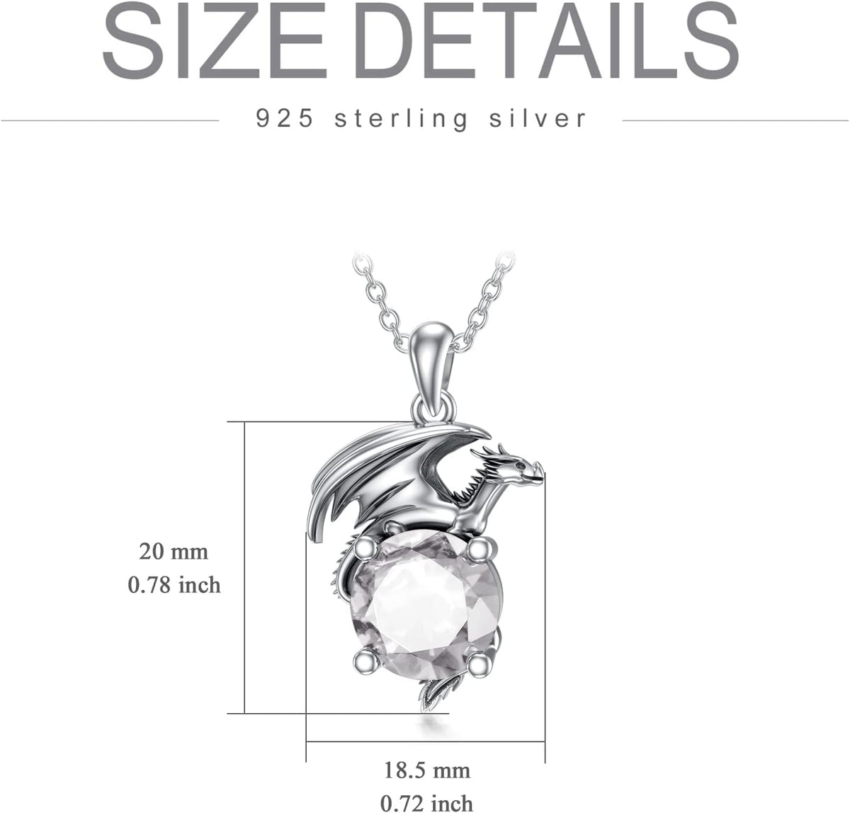 Dragon Necklace for Women/Men Sterling Silver Necklace with Birthstone Gift for Women/Men