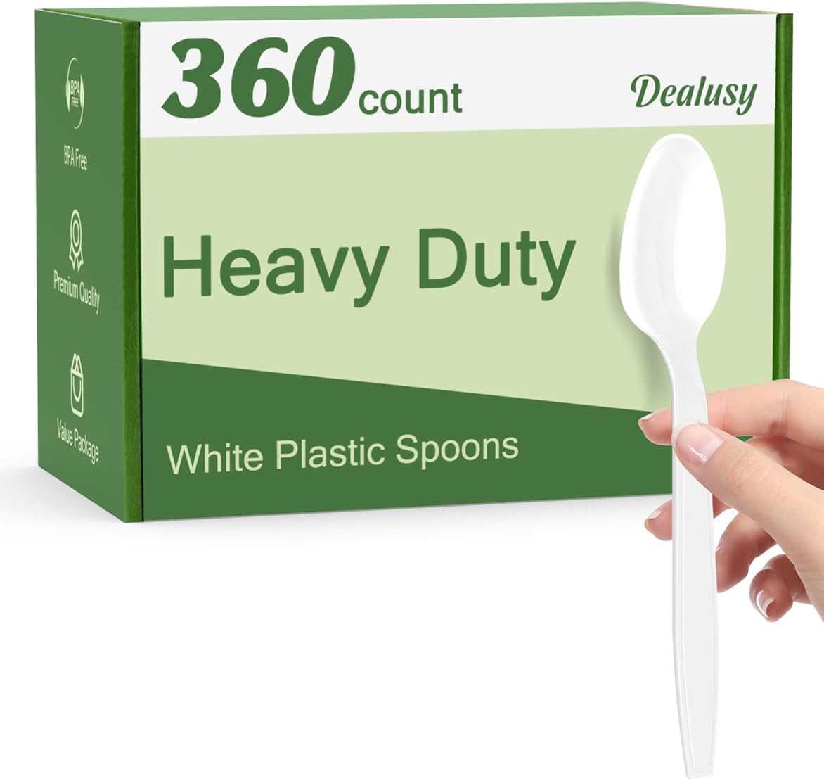 Dealusy 360 Count Clear Plastic Spoons Disposable, BPA-Free, Heat Resistant, Solid and Durable Disposable Spoons Heavy Duty Bulk, Premium Spoons plastic disposable for Party Supply