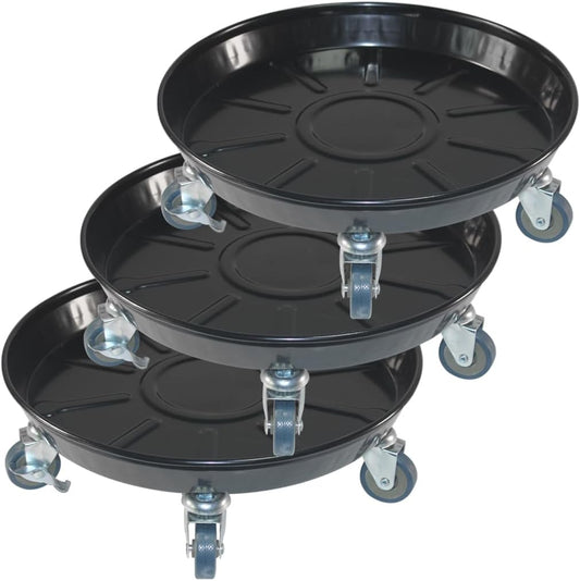 16" Heavy Duty Plant Dolly with Wheels, 320lbs Metal Rolling Plant Stand with Casters, Round Wheeled Planter Caddy Roller Base Carry Potted Tree Flower Pot for Indoor Outdoor Garden, 3 Pack, Black