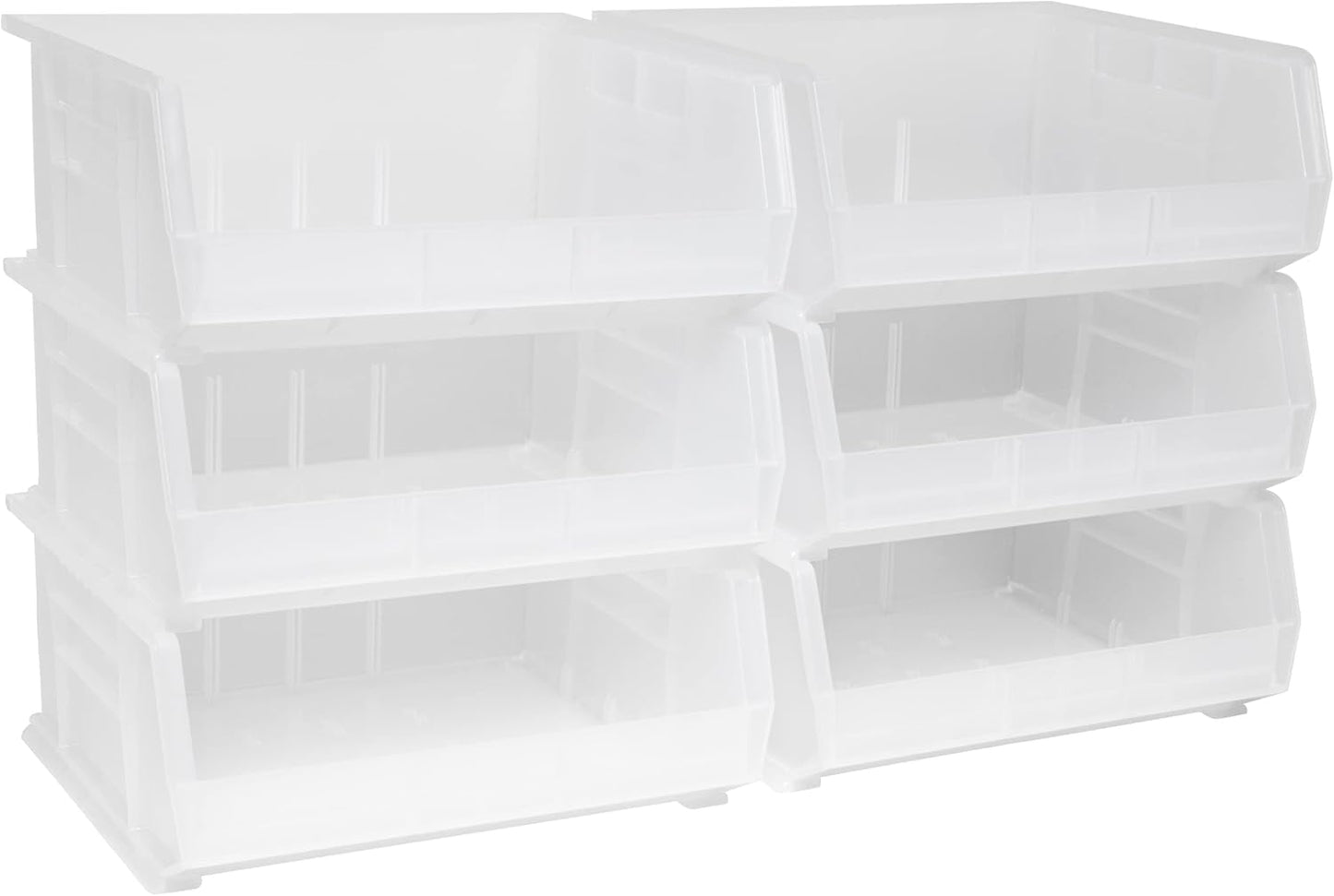 Akro-Mils 30250 AkroBins Plastic Storage Bins, 15"x16"x7", Clear, 6-Pack | Space-Saving Stackable Bins for Garage, Pantry, Craft Organization