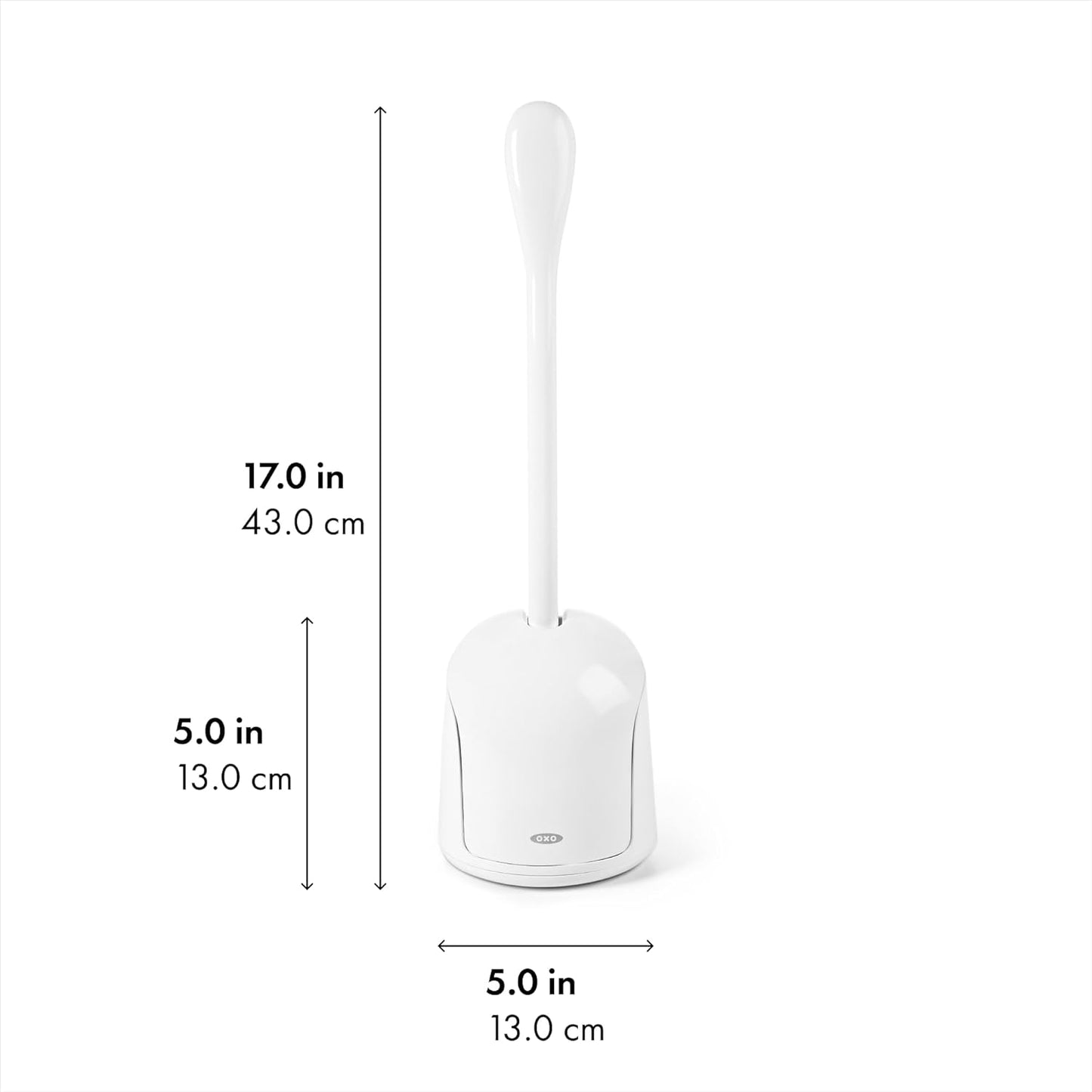OXO Good Grips Compact Toilet Brush & Canister, Toilet Bowl Brush and Holder with Automatic Canister Door, Bathroom and Small Spaces Cleaning Supplies Essential