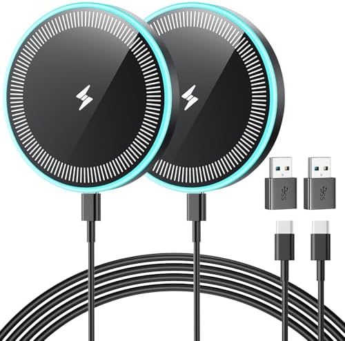 Wireless Charger 2Pack 6FT Samsung Magnetic Wireless Charger Fast Charging Pad with USB-C/A Ports for Samsung Galaxy S25 Ultra/S24 FE/S23 Ultra/S22/S21/Z Google Pixel 9-7 | Strong Magnet Technology