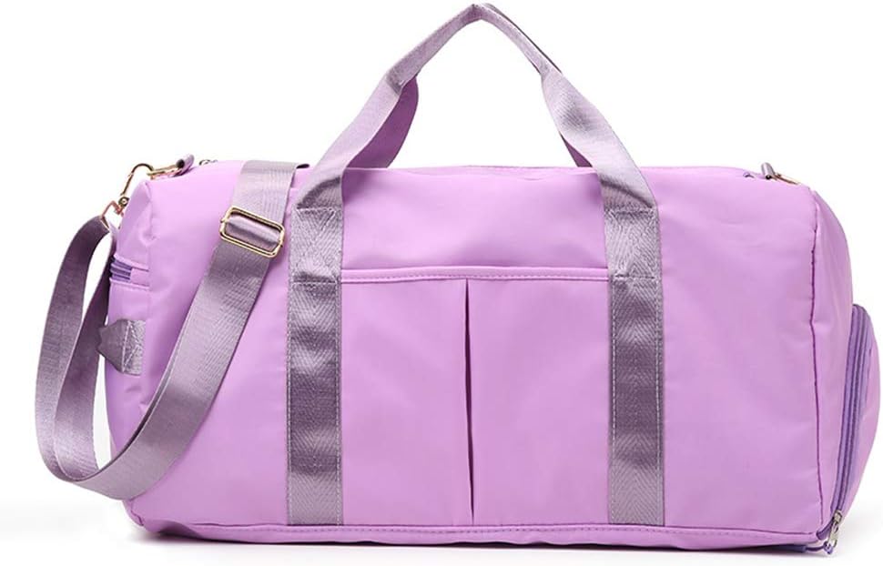 Sports Gym Bag for Women or Men Travel Duffel Bag with Wet Pocket and Shoes Compartment for Training Swim Yoga(Purple)