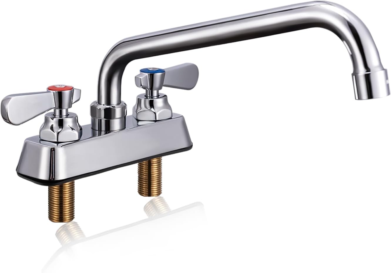 Leak-Free Commercial Sink Faucet 4 inch Center 2 Hole, Commercial Handwash Sink Faucet 3-1/2" Gooseneck Deck Mount, Laundry Tub Utility rv Bar Sink, Brass
