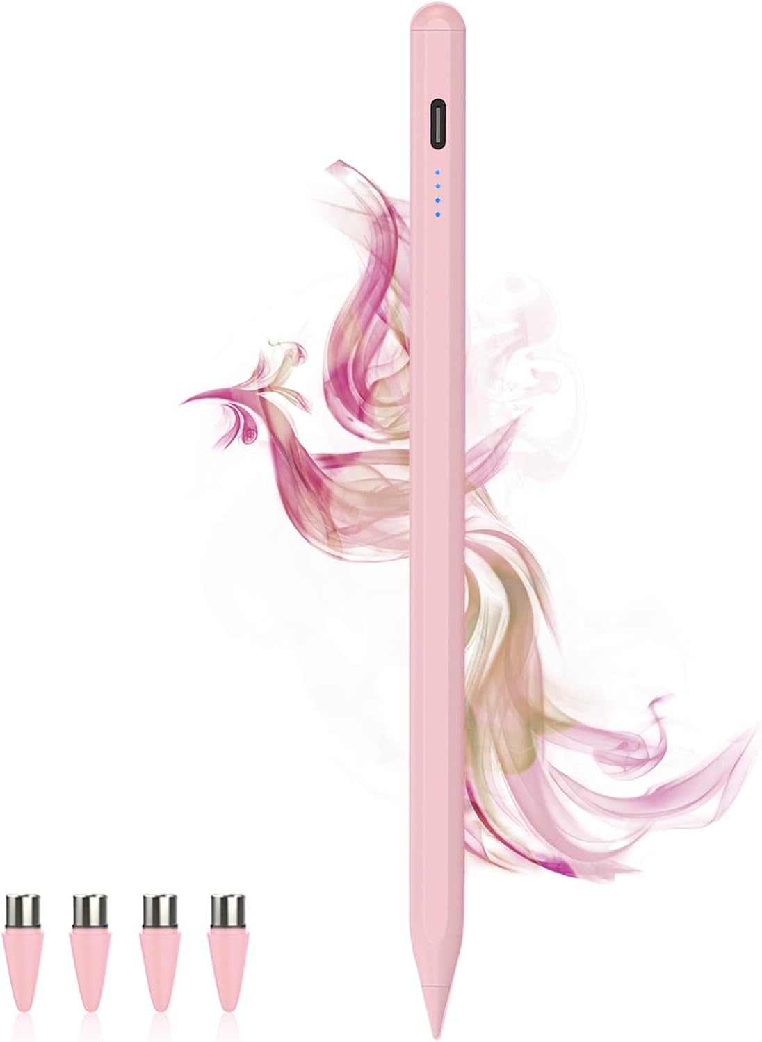 Stylus Pens for Touch Screens Power-Display Tablet Pen POM Tip Magnetic Digital Touch Pen Compatible with iPhone/iPad/Lenovo/and Other iOS/Android Smartphone and Tablet Devices (Gradient Pink)