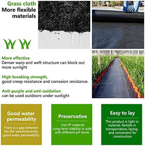3x100ft Weed Barrier Fabric Landscape, Long-Term Use, Flexible, Breathable, Water Permeable, Grass Barrier Landscape Fabric Ground Cover Cloth for Garden Planting Weed Blocking