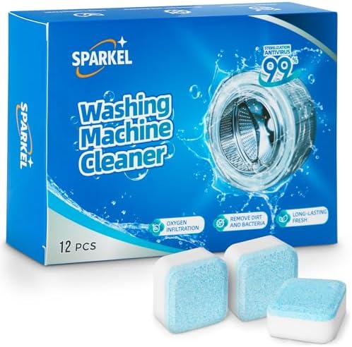 Washing Machine Cleaner Descaler Tablets 12 Pack (1 Year Supply) - Deep Cleaner for HE Front Load & Top Load Washers | Washing Machine Cleaning Tablets
