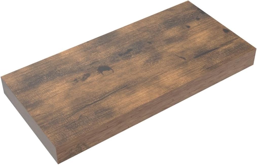 QEEIG Floating Shelves for Wall Bathroom Shelf Bedroom Kitchen Living Room Hanging Book Shelves Small Farmhouse Decor 16 inch Set of 3, Rustic Brown (015-BN3)
