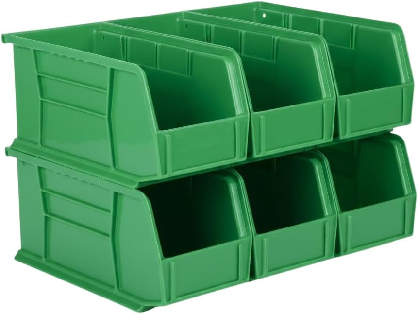 HE HUDSON EXCHANGE 11" x 5.5" x 5" (6 Pack) Plastic Stackable Storage Bin, Green