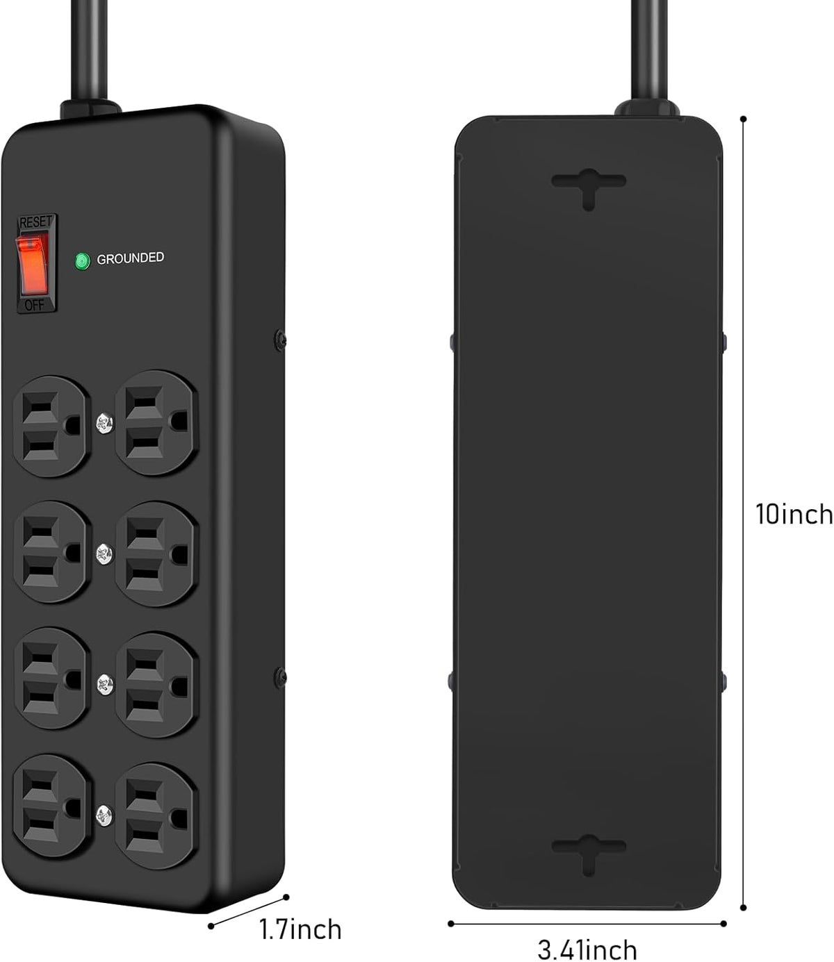HEZI 15Amp Heavy Duty Surge Protector with 8 Outlets,14 AWG 6FT Extension