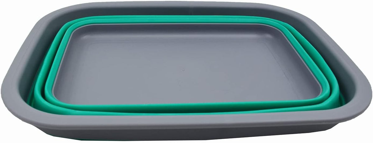 SAMMART 9.2L (2.37Gallon) Collapsible Tub - Portable Outdoor Picnic Basket/Crater - Foldable Shopping Bag - Space Saving Storage Container (M, Dark Grey/Bluish-Green)