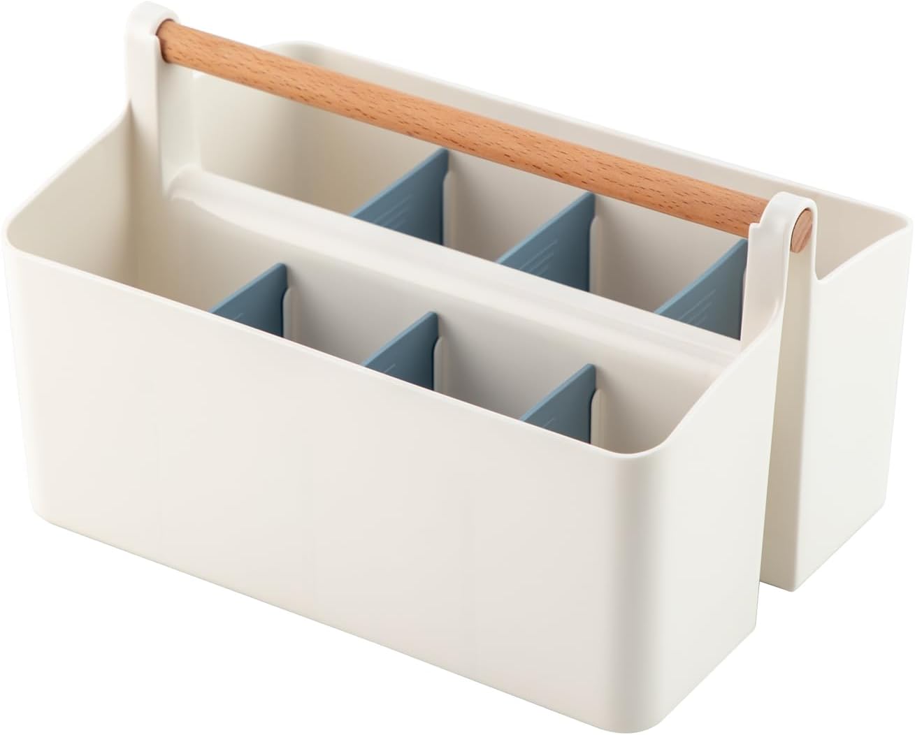 Vidifor Large Plastic Portable Caddy with Handle, Storage Organizer Bin with Adjustable Dividers for Art Supplies, Crafts, Colored Pencils, Makeup Desk
