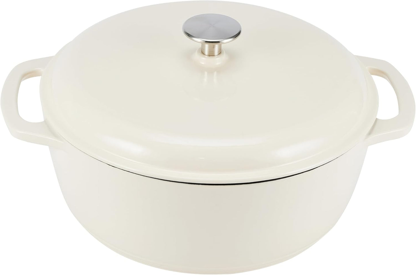 Amazon Basics Enameled Cast Iron Dutch Oven Pot with Lid, Dual Handles, Heavy-Duty, Oven Safe, Round, 6-Quart, Matte Navy