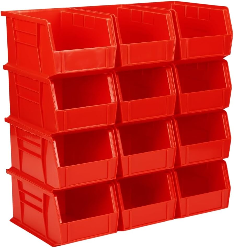 HE HUDSON EXCHANGE 9.5" x 6" x 5" Plastic Stackable Storage Bin, Red