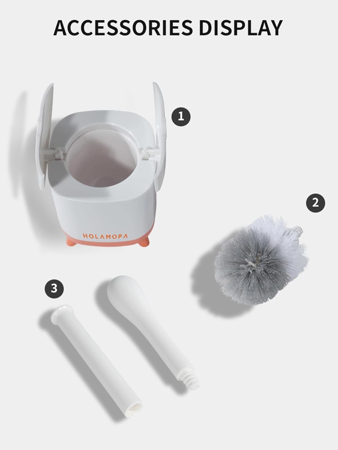 Toilet Bowl Brush and Holder Set, Toilet Cleaner Brush with Automatic Dripping-Free Holder, Rugged Handle and Enduring Bristles for Bathroom and Small Spaces Cleaning, (White, 1 Pack)