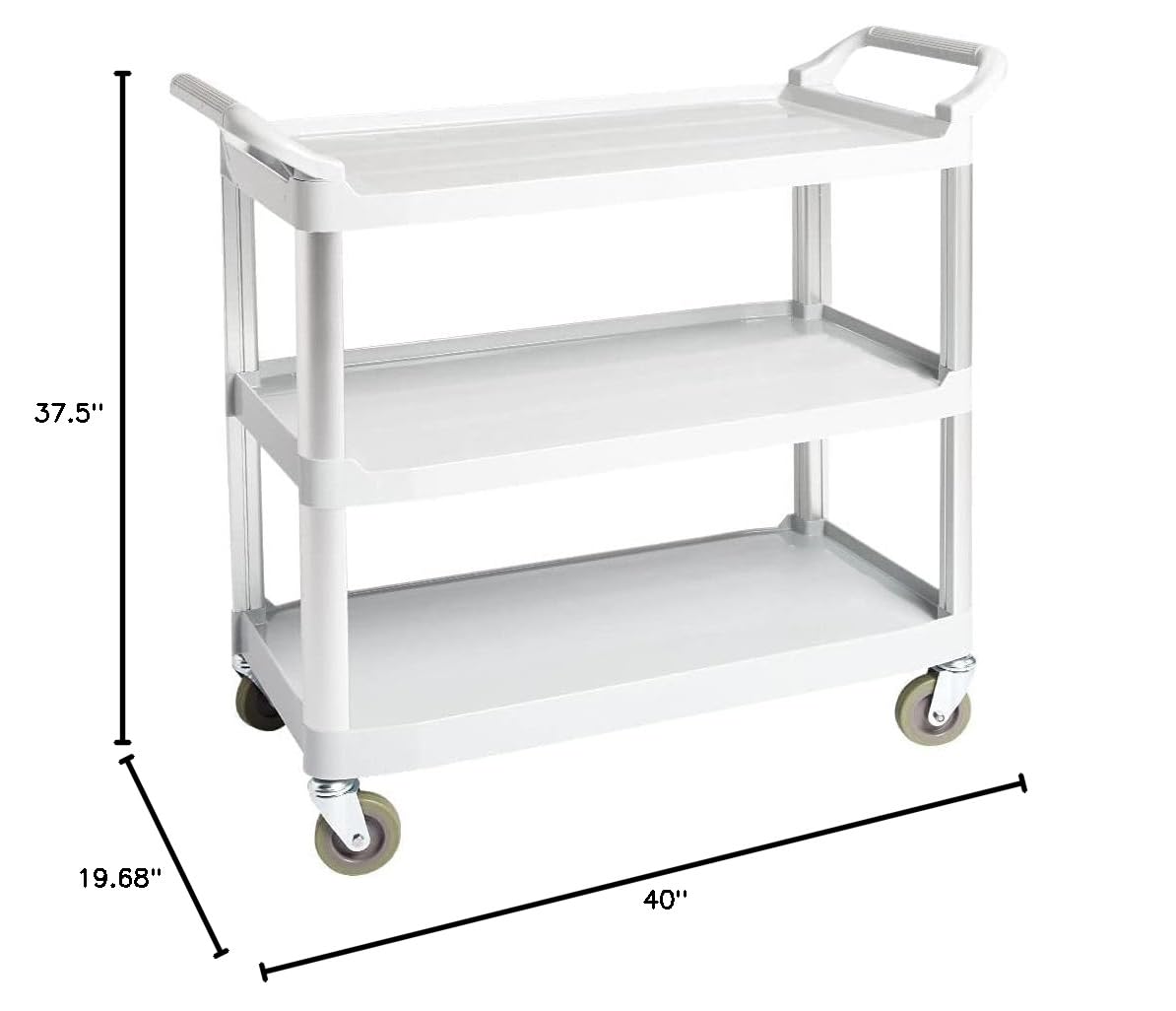 Amazon Basics 3-Tier Rolling Utility Cart with Wheels, Commercial Grade, Storage Cart with 400 lbs Loading Capacity, Portable Mobile Shelving, Gray