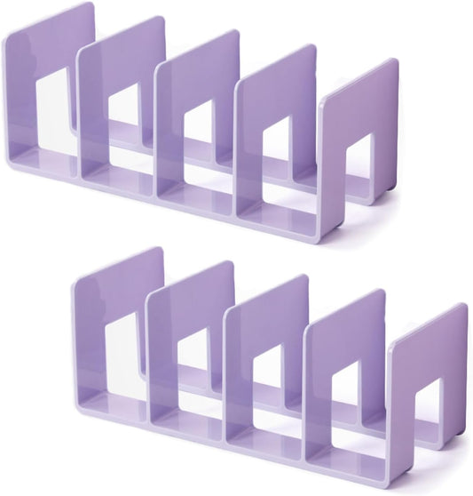 2 Pcs Purse Organizer for Closet, Acrylic Clear Purse Storage Organizers, Closet Organizers and Storage Purse Handbag Divider Holder, 4 Sections Purse Organizers Dividers in Bedroom Office (purple)