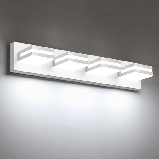 IZORRO LED Modern Bathroom Lights Fixtures(4-Light,Dimmable,360°Rotate),Matte White Acrylic Wall Lighting,Vanity Lights for Bathroom Over Mirror - 6000k 24In （No Assembly Required）