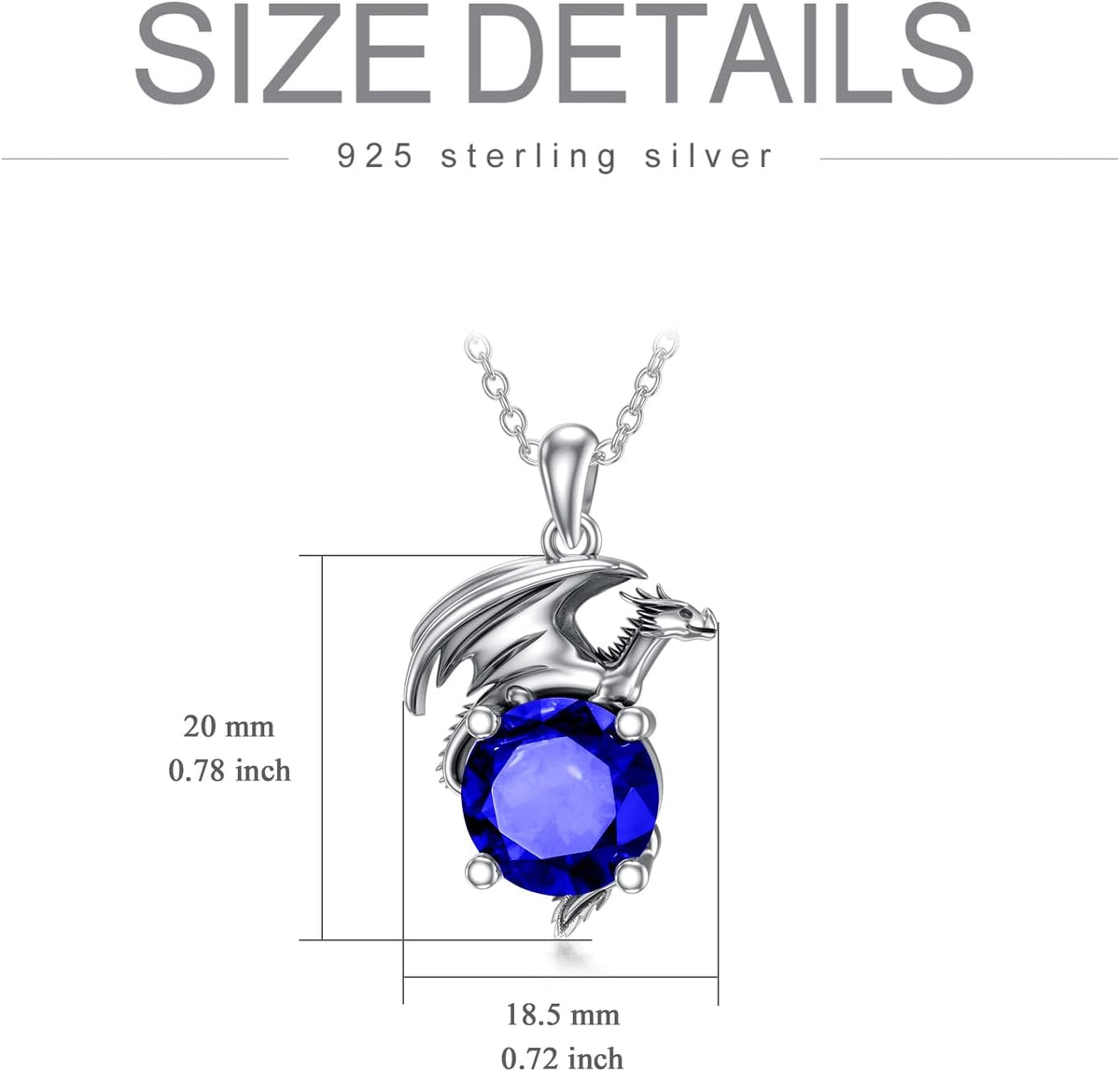 Dragon Necklace for Women/Men Sterling Silver Necklace with Birthstone Gift for Women/Men