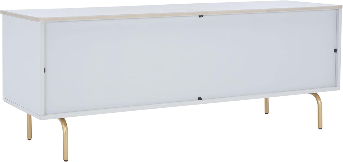 SAFAVIEH Genevieve TV Stand for up to 65" Flatscreen – Grey & White Washed Finish, Mid-Century Modern Storage Cabinet, Entertainment Media Console (MED5000E)