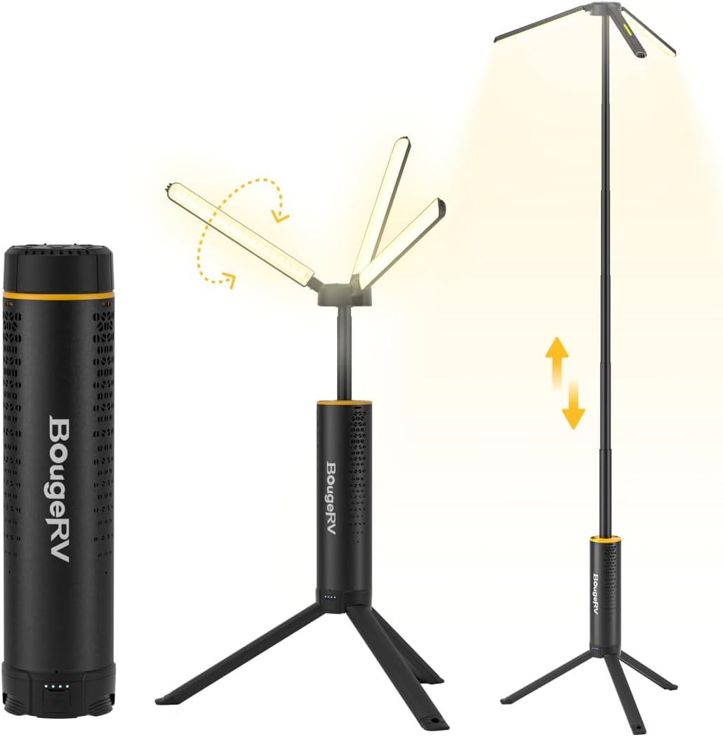 BougeRV Telescopic Camping Light, 15600mAh Rechargeable Lantern, Portable Camping Light, 1000x3 Lumens Rotatable Camping Light for Tent, Emergency, Outdoor, IPX5 Water Resistant(2026 New)