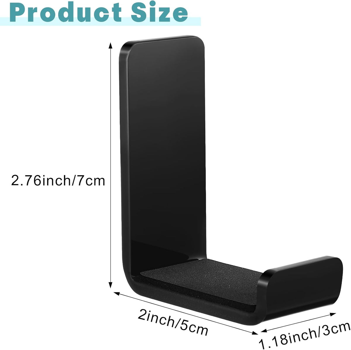 Weewooday 32 Headphone Hanger Wall Mount Stand with Adhesive Hook, Black