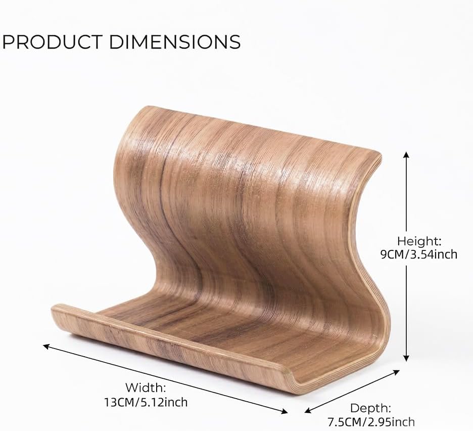 Bamboo Cell Phone Stand Wooden Tablet Stand for Desktop, Wood Holder for iPhone iPad Tablets and All Phones