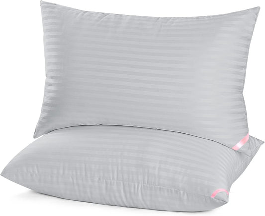 EIUE Bed Pillows for Sleeping 2 Pack Queen Size，Pillows for Side and Back Sleepers,Super Soft Down Alternative Microfiber Filled Pillows,20 x 30 Inches,Grey