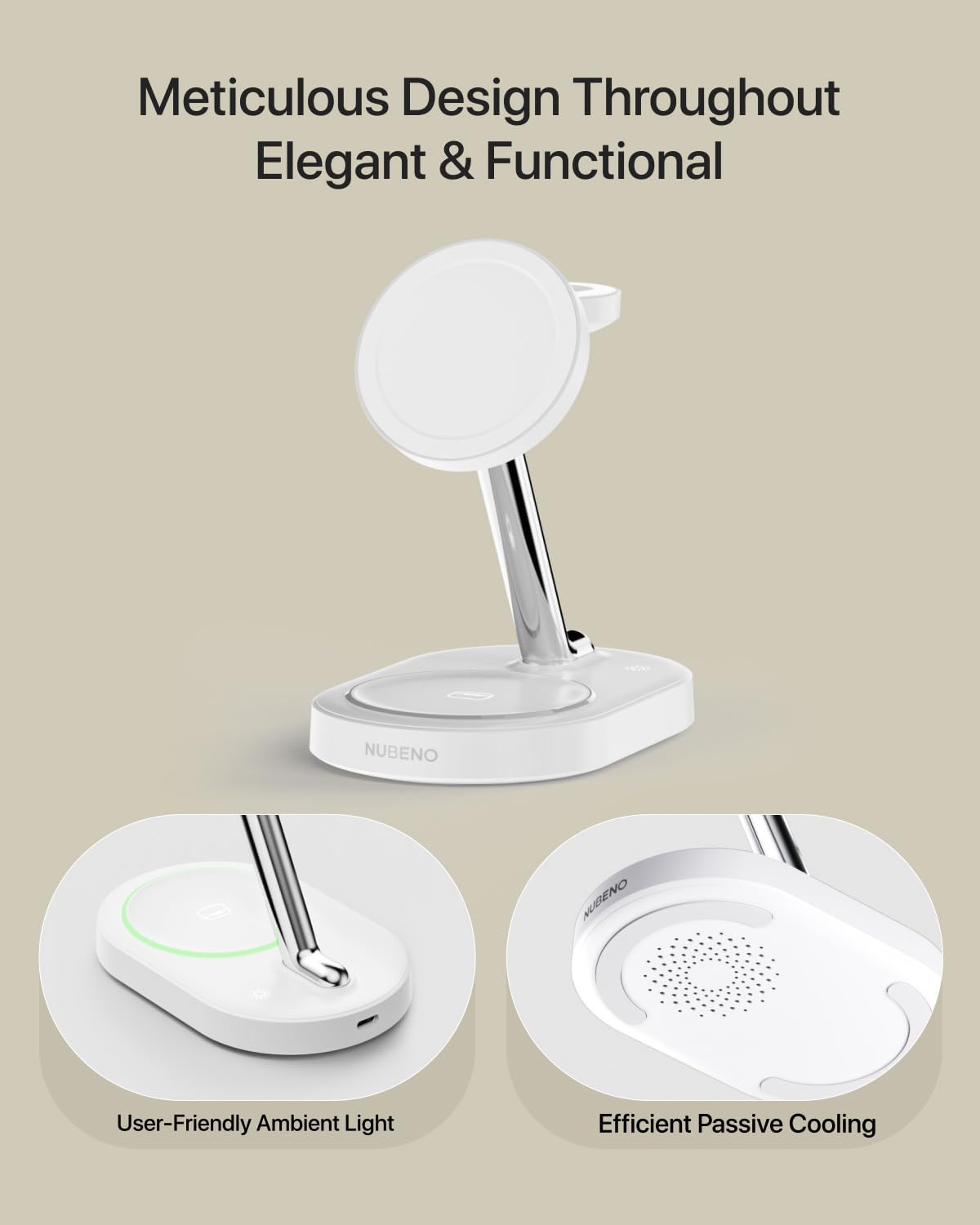 Magnetic Charging Station for iPhone 16/16 Pro/16 Pro Max, Wireless Charger Station for MagSafe iPhones, 3 in 1 Magnetic Charger Stand for iPhone 16/15/14/13/12 Series, Apple Watch & AirPods.(White)