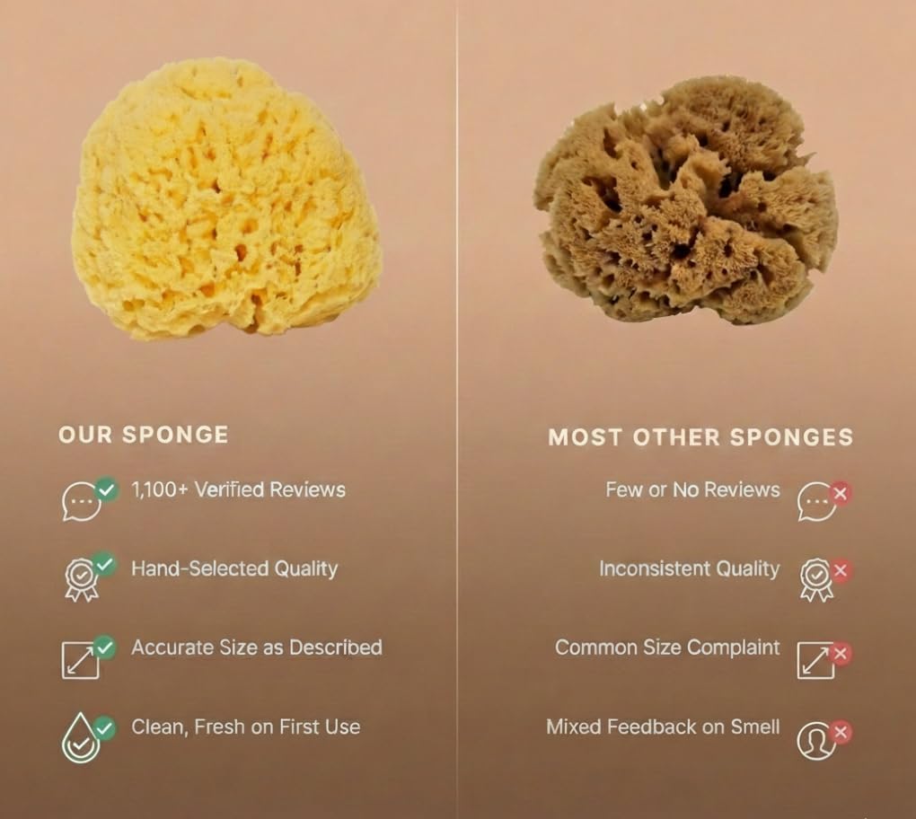 Sea Sponge for Bathing 5 inch-Softly Rough but Not Skin Irritating – Yellow, Natural Bath Sponge-Renewable Resource – Natural Sponge for Body and Shower-Lathers & Washes Really Well