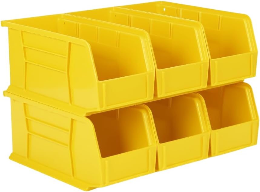 HE HUDSON EXCHANGE 11" x 5.5" x 5" (6 Pack) Plastic Stackable Storage Bin, Yellow