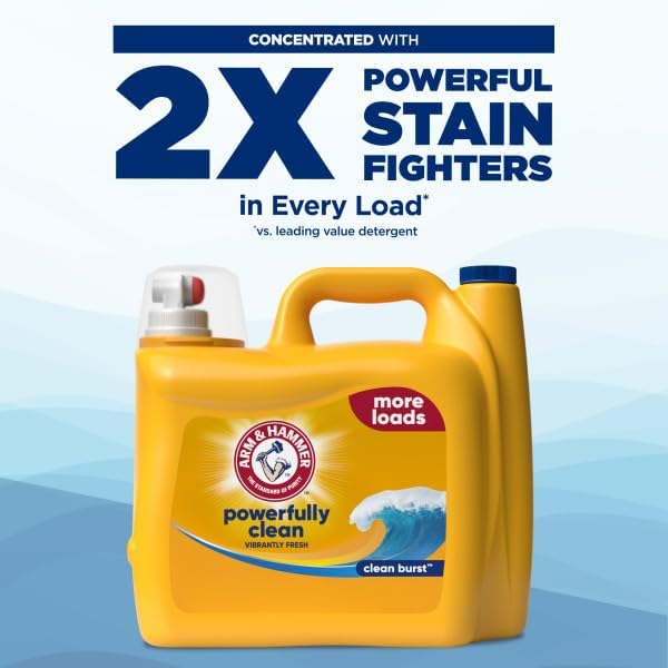 ARM & HAMMER Liquid Laundry Detergent, Clean Burst Fresh, 174 fl oz, 174 Loads