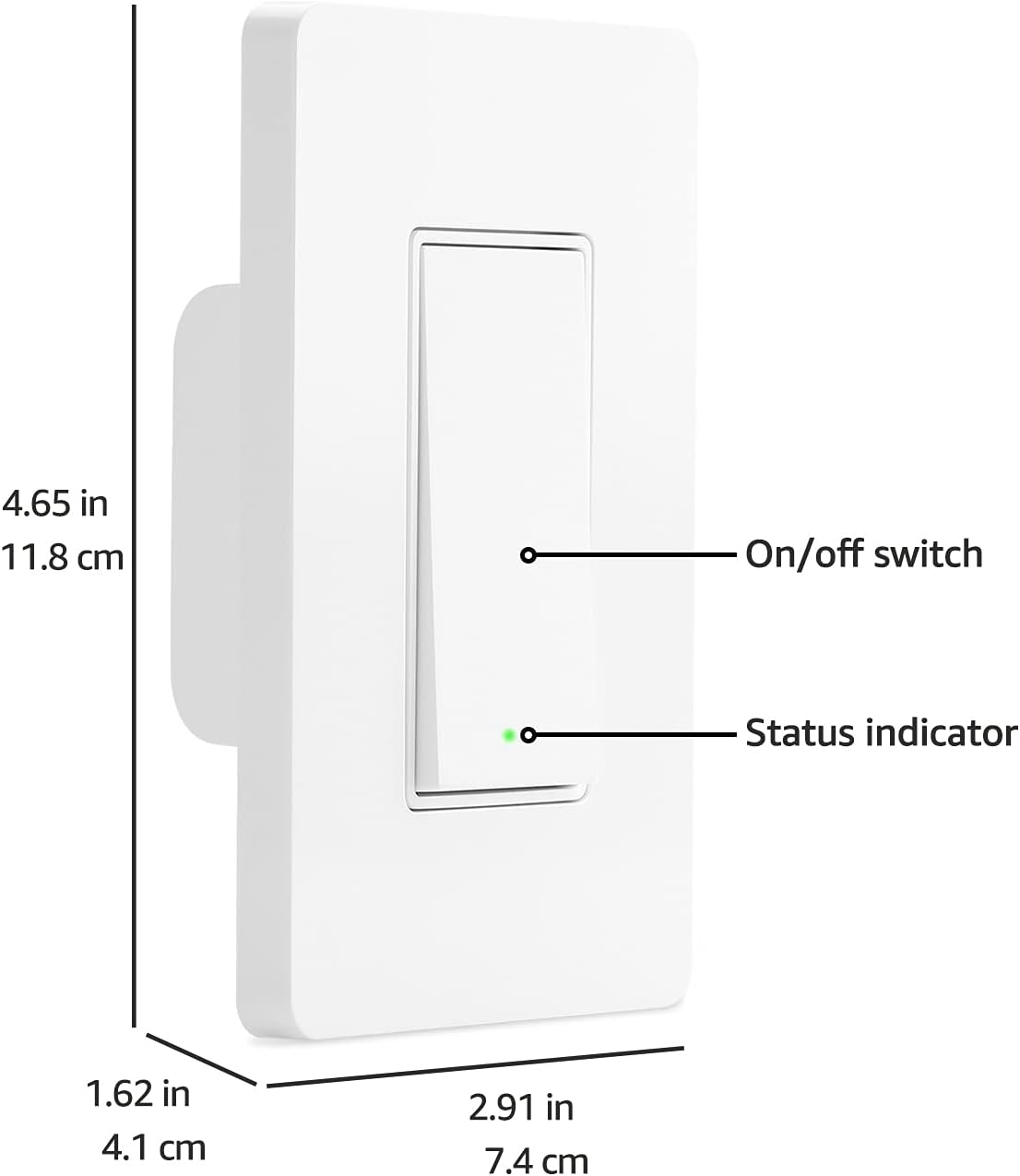 Amazon Basics Smart Light Switch, Single Pole, Works with Alexa Only, Voice Control, Schedule, 2.4 GHz Wi-Fi, No Hub Required, Easy to Install, White