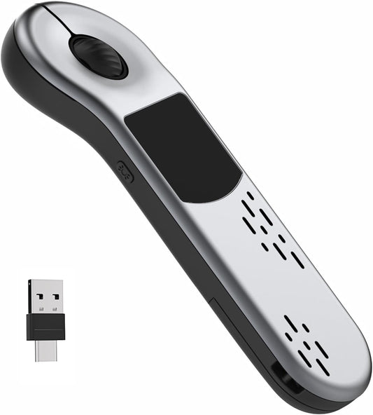 Air Mouse for PC/iOS/Android with Touchpad Bluetooth 2.4G Remote Control for PowerPoint/Keynote/Tiktok/Camera/Kindle App Rechargeable Wireless Presentation for PPT Pointer (Silver)