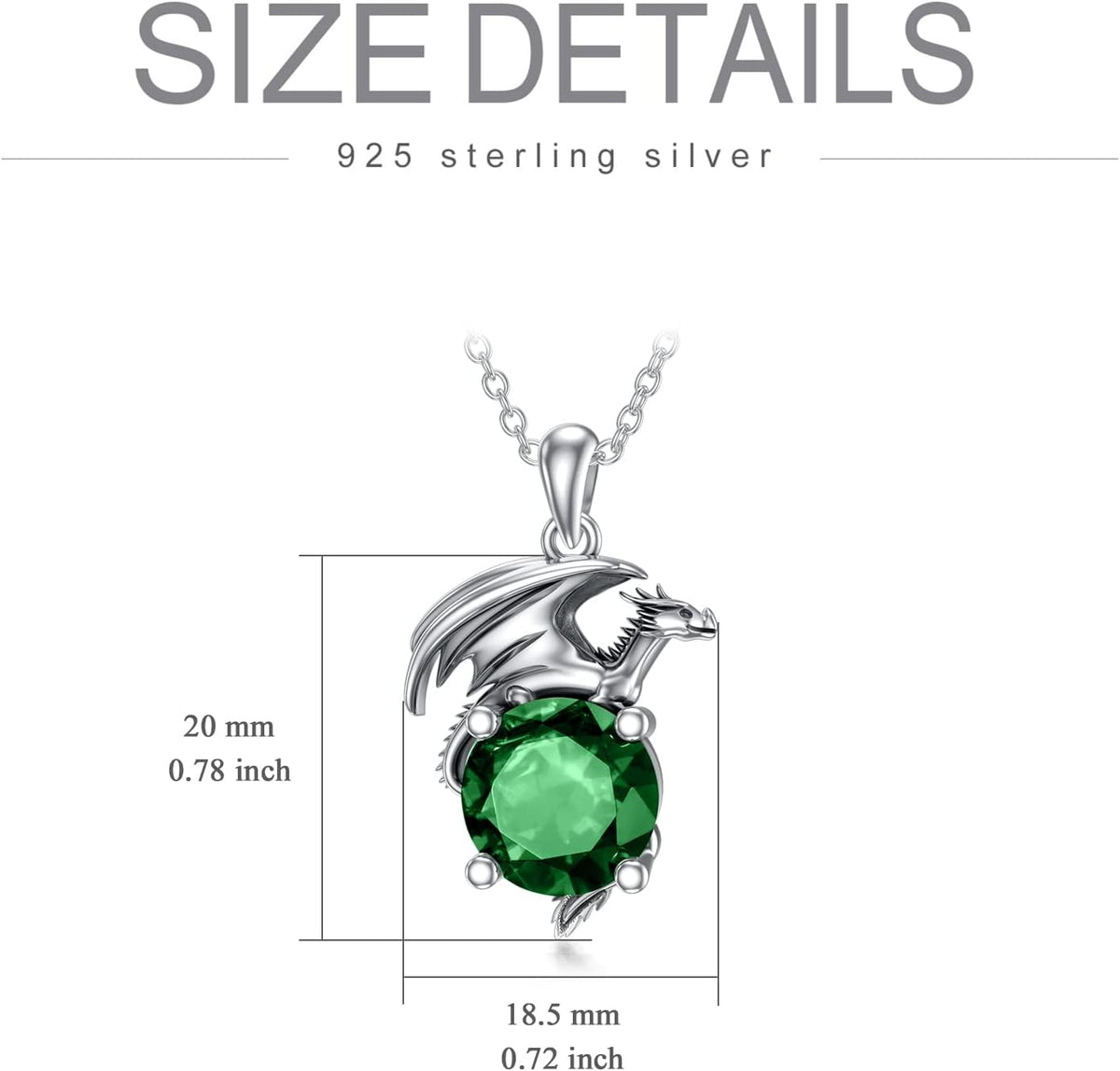 Dragon Necklace for Women/Men Sterling Silver Necklace with Birthstone Gift for Women/Men