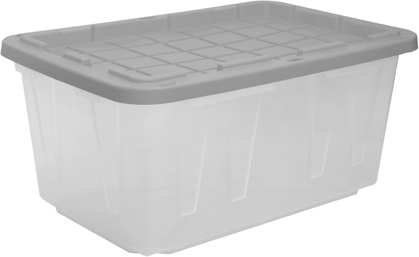 CX 27-Gallon Heavy Duty Clear Stackable Storage Bins with Lids, 4 Pack Gray