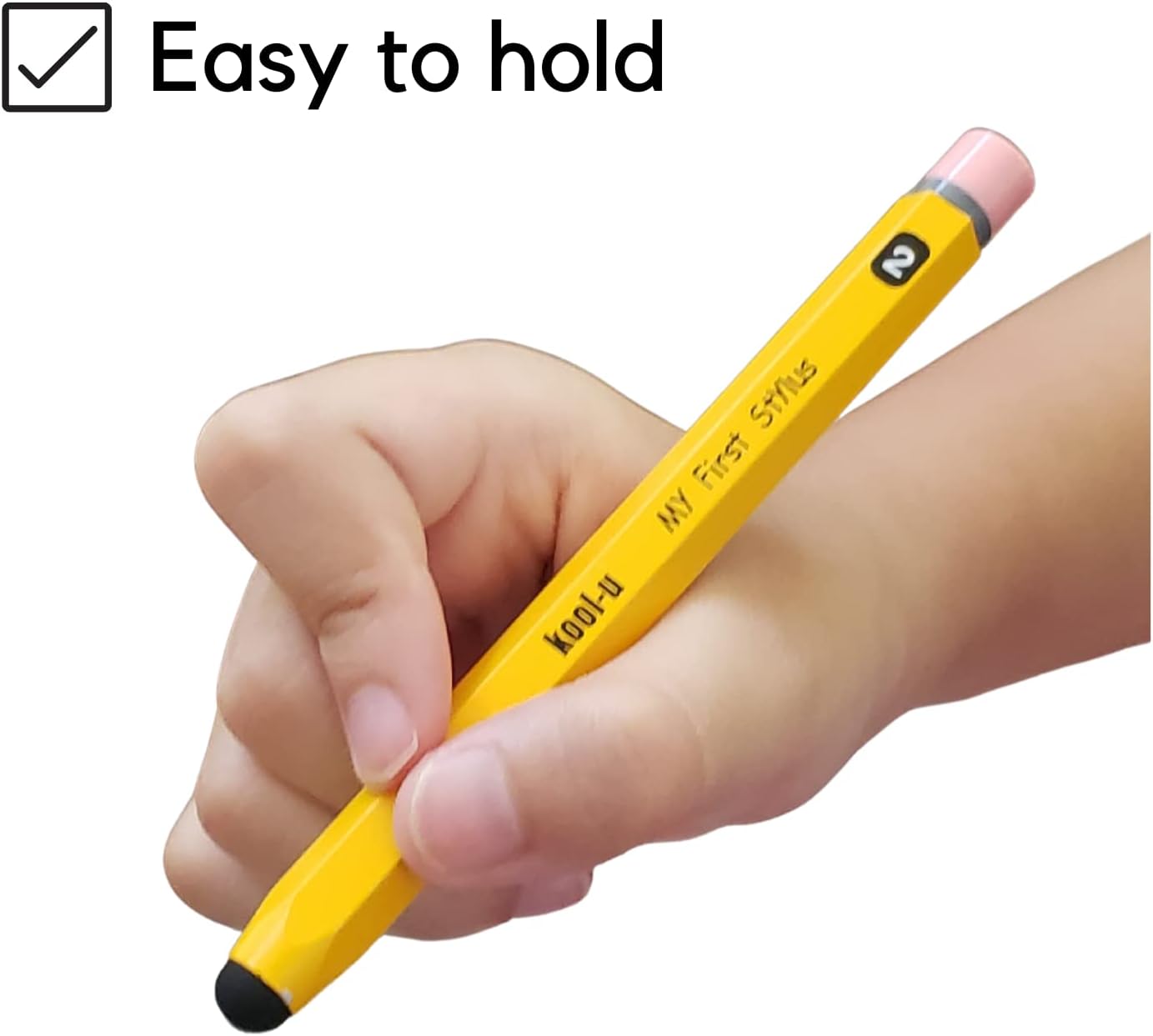 Stylus Pens for Kids, Hexagon Shaped Like a Real Pencil, Compatible with All Touch Screen Devices - Apple IPAD, iPhone, Samsung Galaxy Tab, Amazon Fire - 2 Pack