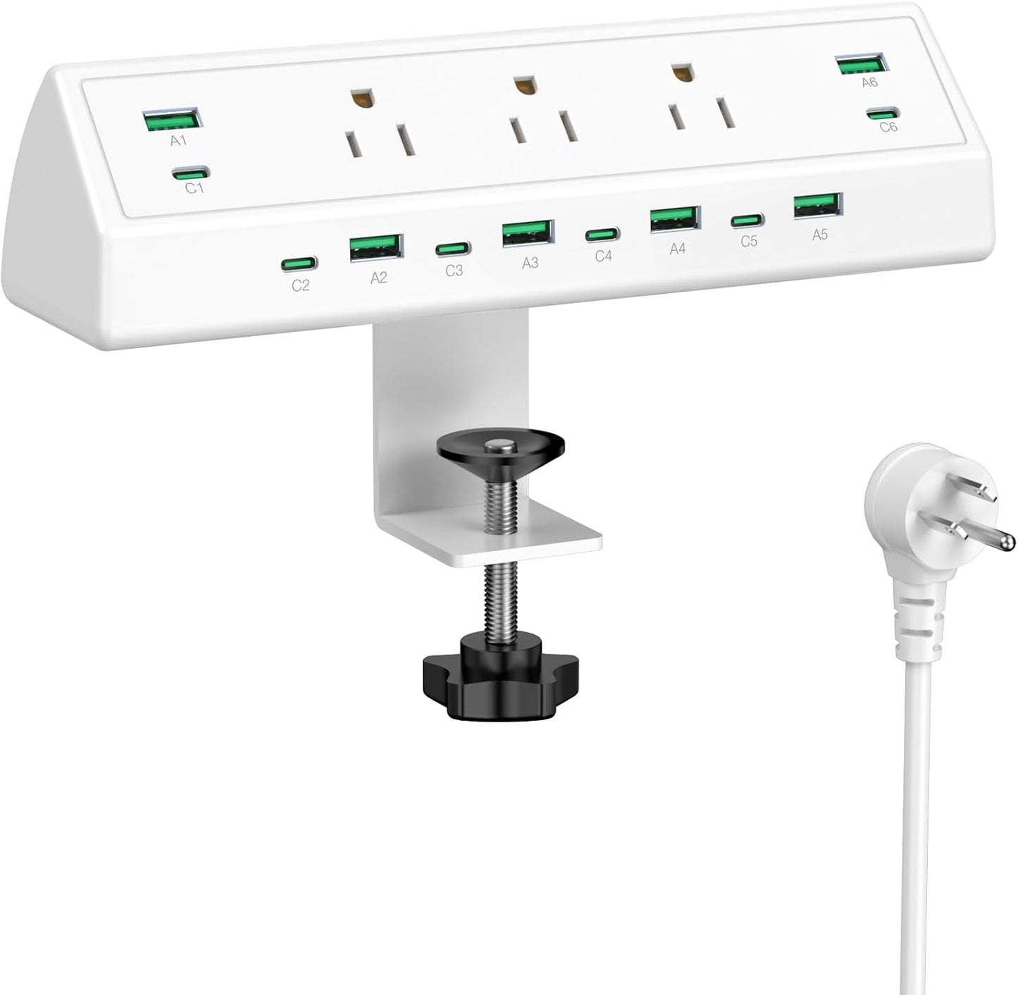 Jgstkcity Desk Clamp Power Strip USB C,40W Total Fast Charging Station,4 PD 20W USB C Ports,Desk Edge Mount Surge Protector,5 Outlets,Fit 1.96" Tabletop Edge,ETL Listed
