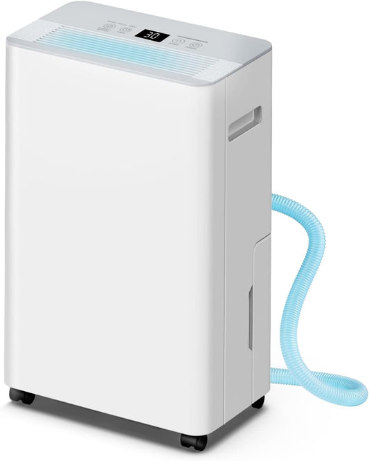 2500 sq.ft Dehumidifier for Home and Basement,Max 34 Pints Dehumidifier with Drain Hose,Ultra Quiet with Auto Defrost,Three Modes,Intelligent Dehumidifier for Bedroom,Bathroom,Large Room(Cream)